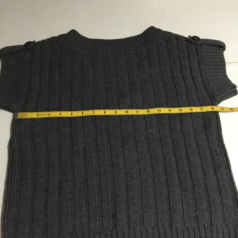 Banana Republic Cable Knit Sweater Gray Medium Merino Wool Business Casual - Picture 8 of 9